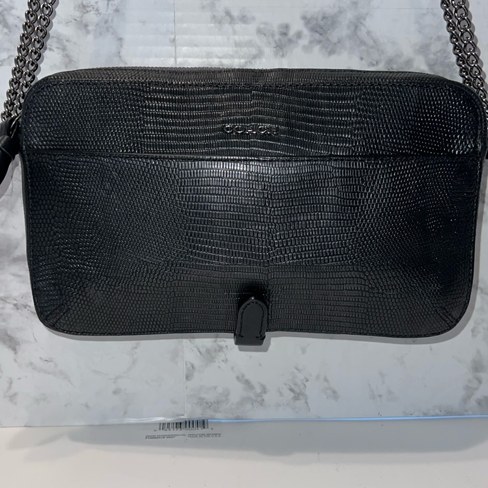 VTG 2013 Coach Poppy‎ Flight Bag in Black Python Embossed Leather Verifi…